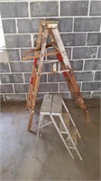 4 Foot Woodlen Ladder and Metal Step ladder