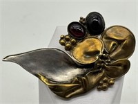 Antique Art Nouveau Mixed Metal Brooch