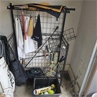 Sports Equipment Storage Rack & Contents