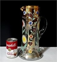 Victorian Art Glass Pitcher enamel decorated