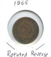 1865 2-Cent Piece - Rotated Reverse