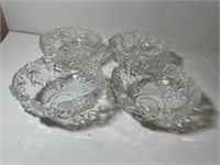 ETCHED CRYSTAL BOWLS - MATCHING - FLORAL