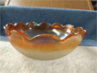 Jeanette Iridescent Carnival Glass Bowl with