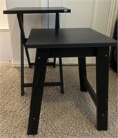 Black Stool & Collapsible Table/TV Tray