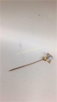 14k yellow gold and moonstone stick pin