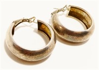 1" Sterling Silver Hoop Earrings 5.8g