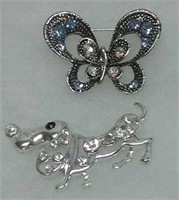 Two Brooches Including Butterfly