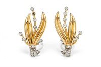 PAIR OF 14K GOLD AND DIAMOND EARRINGS, 11.5g