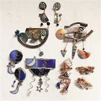 4 Artisan Style Brooches & Earrings