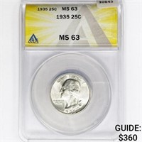 1935 Washington Silver Quarter ANACS MS63