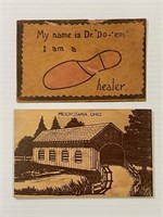 Vintage Wooden and Leather Postcard