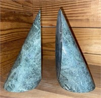 Pair Pier 1 Green Marble Abstract Bookends