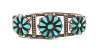 NAVAJO STERLING SILVER & TURQUOISE CUFF BRACELET