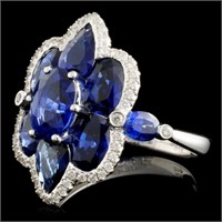 18K Gold Ring w/ 5.03ct Sapphire & 0.18ct Diamond