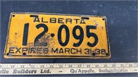 1938 Alberta License Plate. #SC.