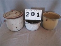 Lot of 3 enamelware chamber pots