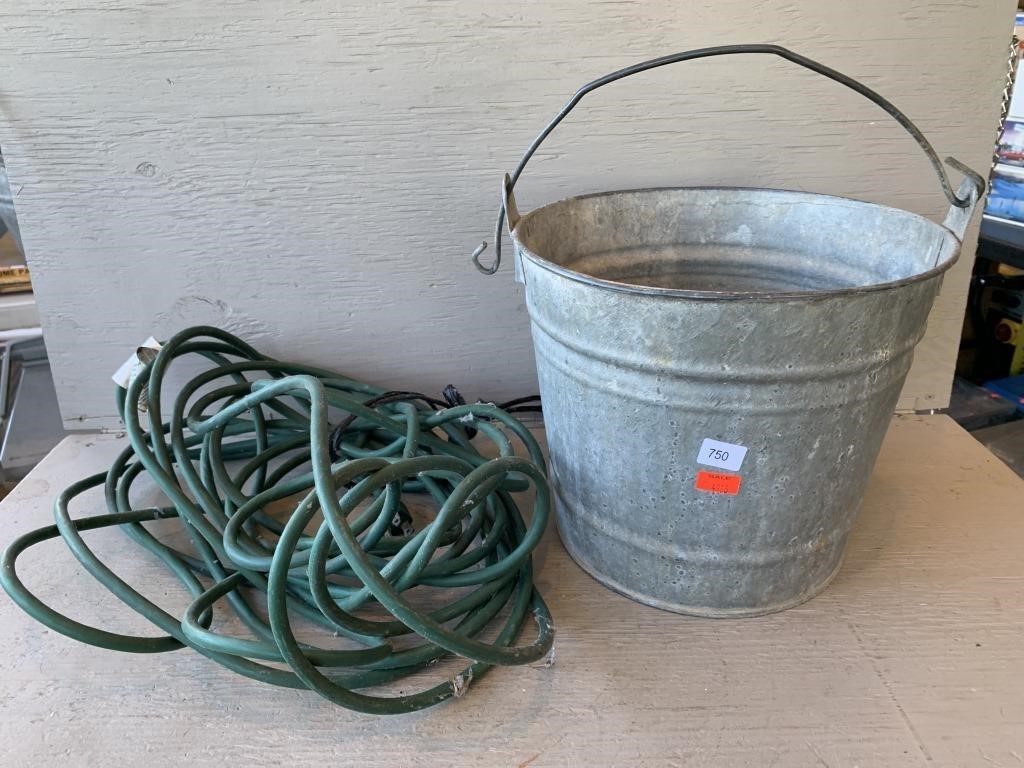 Galvanized Bucket & Extension Cord