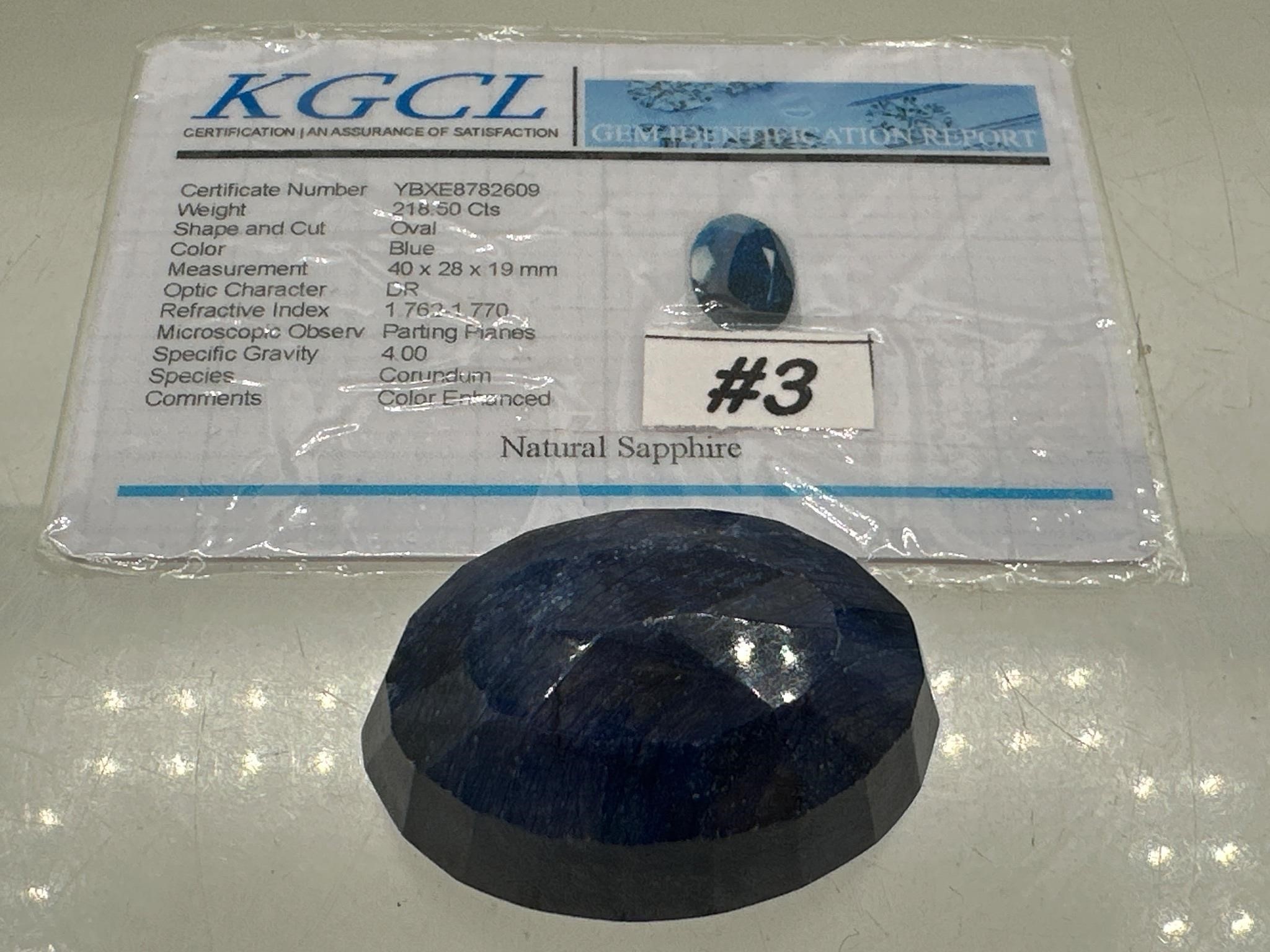 218 carat blue natural sapphire