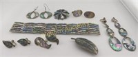 Abalone Sterling Jewelry; Earrings, Brooch Bins