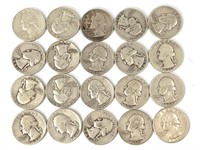 20 Washington Silver Quarters, US Coins