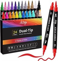 Dual Tip 24 Colors Acrylic Paint Pens, 3+