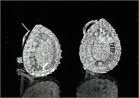 14K NAVETTE SHAPED DIAMOND EARRINGS