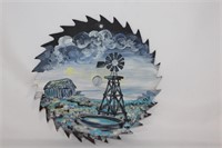 Signed Painted Saw Blade - Windmill - Barn