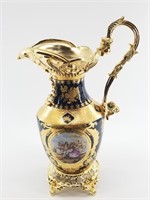 Stunning cobalt and gold gilded pitcher in the Fre