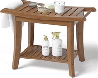 Bamboo shower stool bench walnut color