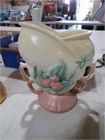 HULL OTTERY DOUBLE HANDLED PINK//BLUE VASE