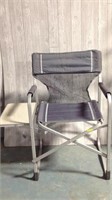 Gray and silver folding chair and table