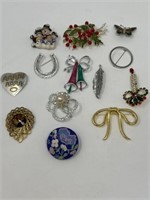 24 Assorted Pins, Bracelet, & Plastic Necklace
