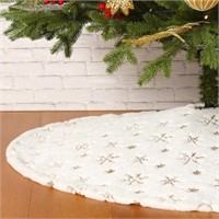 Christmas Sequin Tree Skirt 36in,White Soft Thick