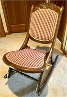 Victorian Folding Rocking Chair with Contents.