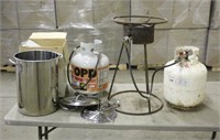 Propane Burner, (2) Tanks w/Contents & Stainless