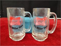 2 Miller High Life Glass Beer Mugs