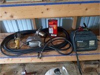 battery charger, air hose and misc