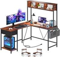 L-Shaped desk w/power outlet (reversible)