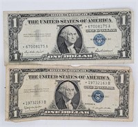 (2) US $1 Silver Certificate Star Notes