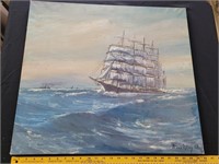 MAX ULVIG 26" original oil painting nautical ship