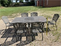Gray Aluminum Patio Table & 6 Chairs