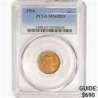 1916 Wheat Cent PCGS MS65 RD