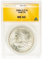 Coin 1884-O/O VAM 7A Morgan Dollar-ANACS-MS63