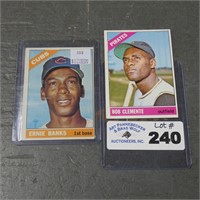 1966 Topps Ernie Banks & Bob Clemente Cards