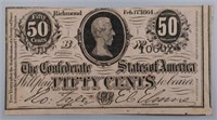 1864 Confederate 50 Cent Fractional Note
