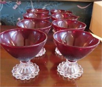 SET OF 8 CANDLE WICK RUBY GLASS SHERBETS