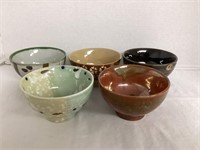 Five Asian Style Pottery Bowls