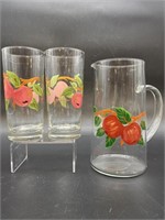 (3) Franciscan Apple Pattern Pitcher & 2- Tumblers