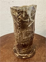 Signed Vintage Heavy Pottery Vase 10"