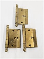 2 BRASS DOOR HINGES - 4.75" HIGH